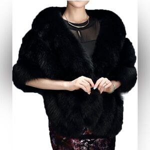 Caracilua OS women's luxury faux fur jacket/wrap/cape/shawl for wedding party